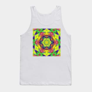 Mosaic Mandala Flower Yellow Pink and Green Tank Top